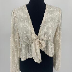 Unbranded Women's Cream and White Cardigan